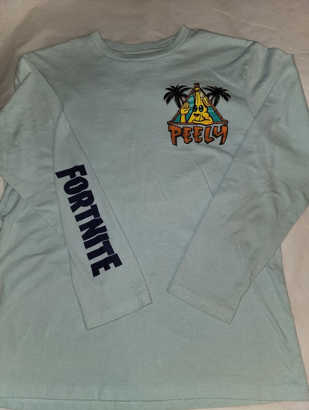 Fortnite Peely Light Blue Long Sleeve Boys Shirt